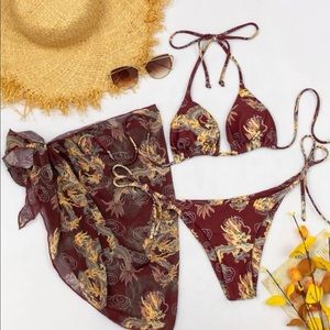 3 piece Chinese Dragon Pattern Bikini